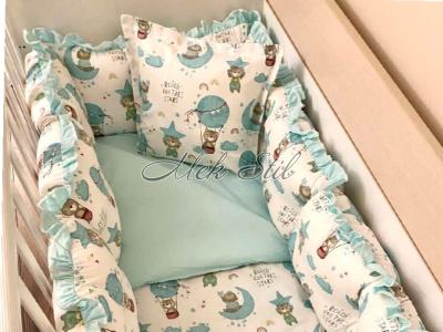 Детска колекция  Бебешки хавлии|Бебешки чаршафи  Бебешко спално бельо ментови балони